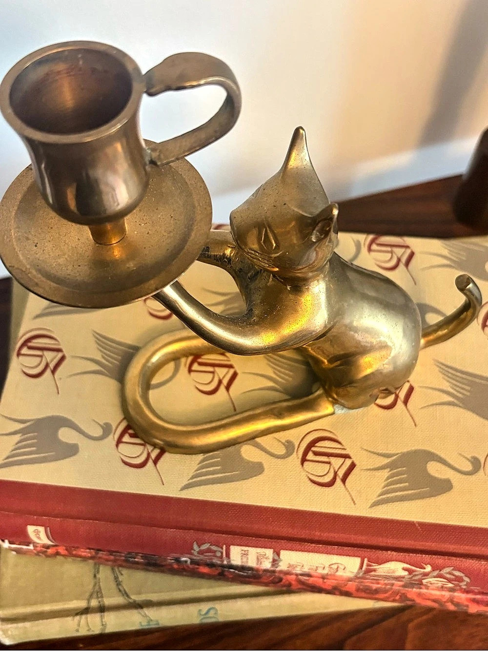 Vintage Brass Cat Candlestick Holder - Picture 3 of 6